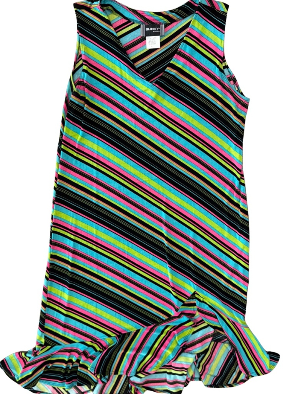 Slinky Brand Black Multi-Stripe Maxi Dress